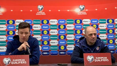 Conferința de presă dinaintea meciului Moldova - Cehia. Serghei Cleșcenco și Vadim Rață